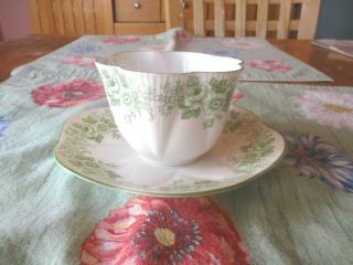 Dainty Green Shelley Teacup Tea Cup And Saucer