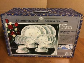 Nos Johann Haviland Bavaria Germany Fine China Blue Garland 20 Piece Set Box Y