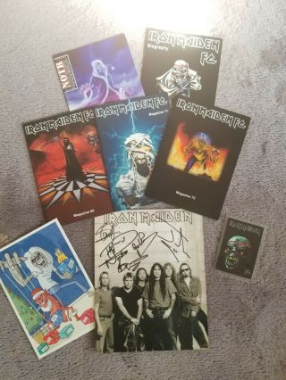 Iron Maiden Fc Fan Club Magazines,  Signed Photo And Xmas Card