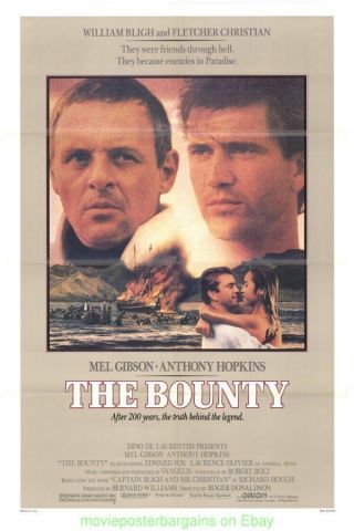 The Bounty Movie Poster Folded 27x41 Mel Gibson Anthony Hopkins 1984