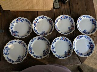 8 Flow Blue Soup Bowl 7 3/4 In.  W.  H.  Grindley Derby Pattern Circa 1900