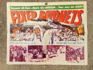 Rare Vintage 1951 Movie Poster Fixed Bayonets Korea War U.  S.  Army