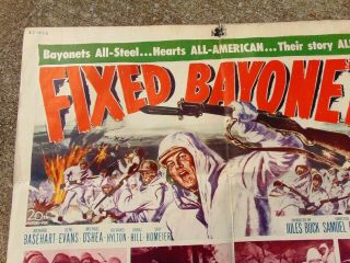 rare vintage 1951 movie poster FIXED BAYONETS korea war U.  S.  ARMY 2