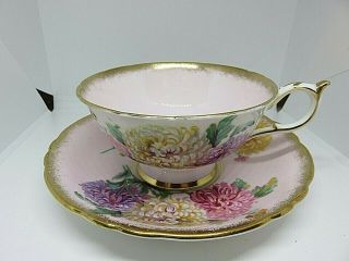 Paragon Pink Wide Mouth Cup And Saucer Heavy Gold A1559 Chrysanthemum