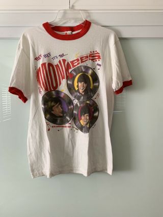 Vtg The Monkees 20th Anniversary Tour 2 Sided Graphic Ringer T Shirt 1986 Large