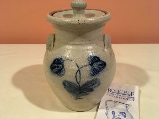 Vintage 1985 Rockdale Union Stoneware Salt Glazed Jar Crock W/lid Cambridge Wi