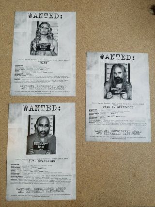 The Devils Rejects 3 Wanted Poster Cards Spaulding Otis Baby 5x7