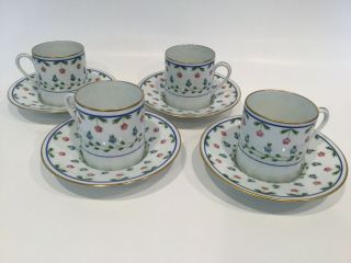 Set Of 4 Ceralene A Raynaud Limoges Lafayette Demitasse Cups & Saucers Exc