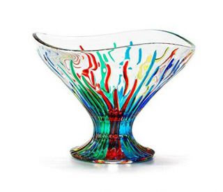 Murano Glass Fire Compote Bowl,  Made In Italy