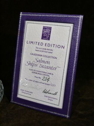 Stunning Vintage Ltd Edition Edinburgh Crystal Salmon Engraved Decanter 224/500. 5