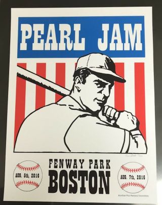 Pearl Jam Concert Poster - Ap 8/300 - 8.  5.  16 Fenway Park - Boston