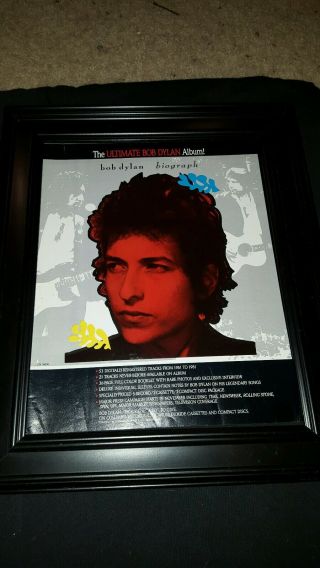 Bob Dylan Biograph Rare Promo Poster Ad Framed