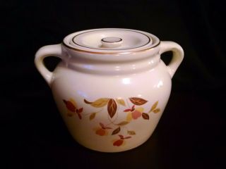 2 1/4 Qt 2 Handled Bean Pot & Lid In Autumn Leaf By Hall