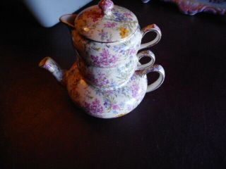 Vintage " Lord Nelson Ware " 2750 Chintz Stacking Teapot & Lid Creamer Sugar