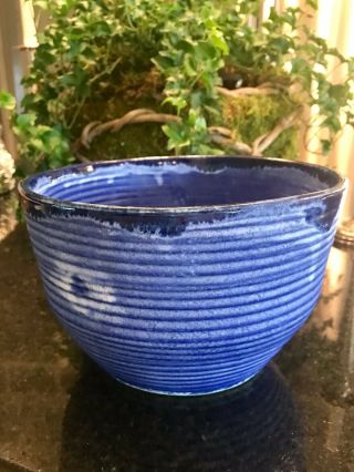 Mccarty Pottery Blue Bowl Merigold,  Mississippi Hand - Crafted