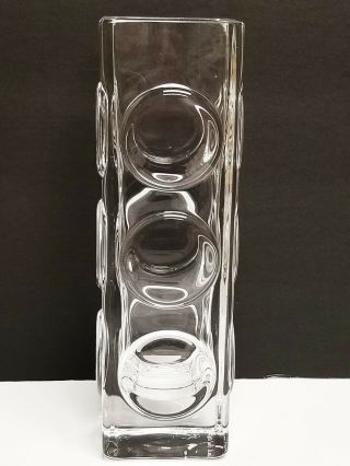 Mid Century Modern Signed EDENFALK SKRUF Heavy Opt Art Lead Crystal Vase Sweden 2