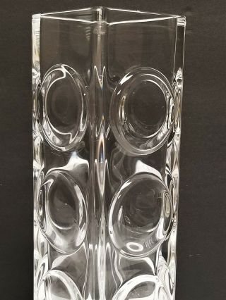 Mid Century Modern Signed EDENFALK SKRUF Heavy Opt Art Lead Crystal Vase Sweden 4