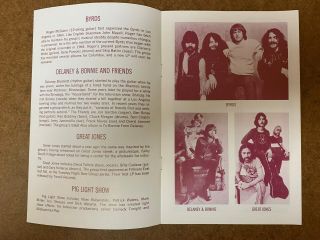 Fillmore East Program/handbill 9/11 - 12/70 Byrds,  Delaney & Bonnie,  Great Jones 2