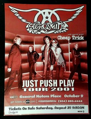 Aerosmith W/ Trick: 2001 Concert Poster Vancouver Bc