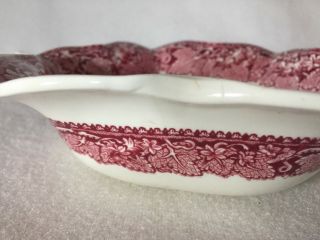 Mason ' s VISTA Pink Red Transferware Fluted Dessert Serving Bowl England 8