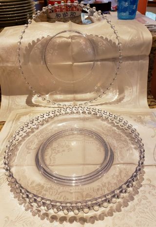 4 Vintage Imperial Glass Candlewick 10 1/4 " Dinner Plates