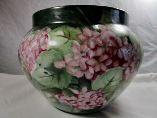 Limoges Antique France Hand Painted Porcelain Jardiniere With Floral Design