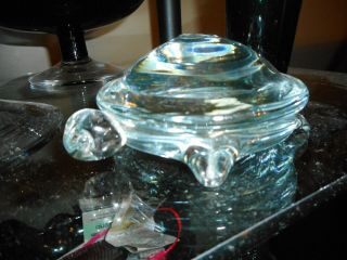 1 Of A Kind Vintage Blenko Solid Glass Crystal Colored Turtle.  Signed Sticker