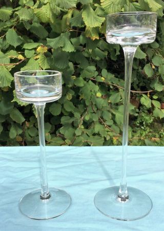 Wedgwood Brancaster 11 " Large & 8 " Medium Candle Holders,  Clear Glass