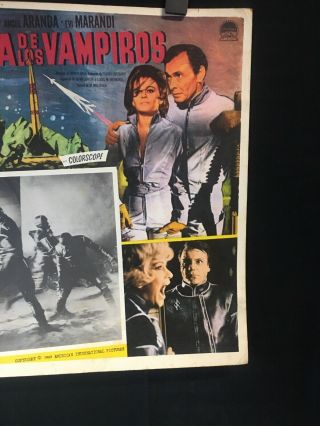 1965 PLANET OF THE VAMPIRES Barry Sullivan Authentic SPANISH MEXICAN LOBBY CARD 4