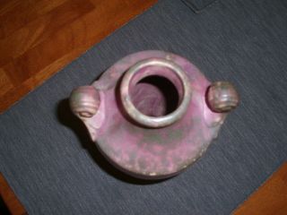Vintage Burley Winter Pottery Burgundy Scroll Handled 9E Vase 5