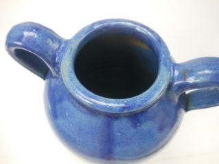 Antique Art Pottery Vase Applied Handles Blue Glaze 7 Inches 2