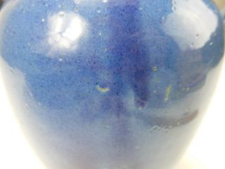 Antique Art Pottery Vase Applied Handles Blue Glaze 7 Inches 5