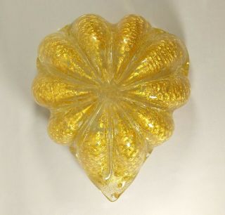 Vintage Barovier & Toso Murano Art Glass Gold Flecks Bubbles Bowl Dish Italy