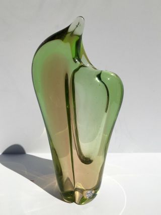 Emanuel Beranek Skrdlovice Art Glass Vase Sculpture 1959 Mid Century Modern