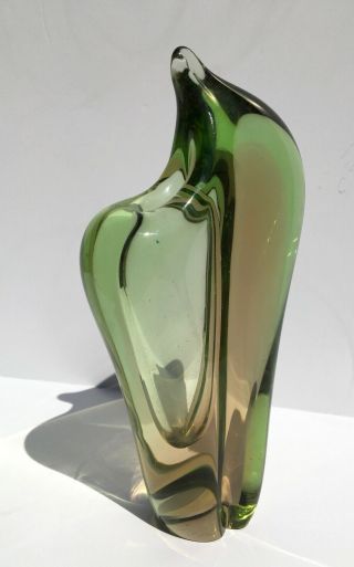 Emanuel Beranek Skrdlovice Art Glass Vase Sculpture 1959 Mid Century Modern 3