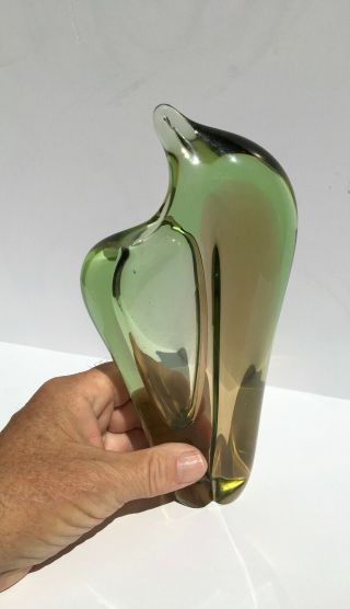 Emanuel Beranek Skrdlovice Art Glass Vase Sculpture 1959 Mid Century Modern 4