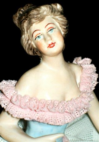 Antique German Dresden Lace Lady Ballerina Dancer Porcelain Figurine