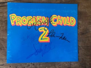 Problem Child 2,  Cast Of 4 Hand Signed Movie Promo Card.  Rare Hard To Find.
