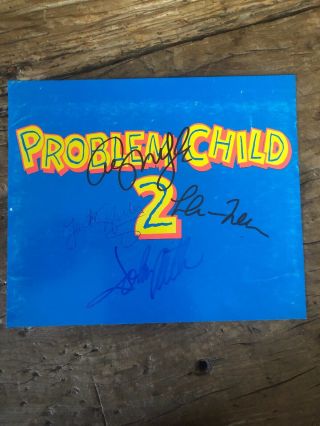 Problem Child 2,  Cast Of 4 Hand Signed Movie Promo Card.  RARE Hard To Find. 2