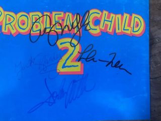 Problem Child 2,  Cast Of 4 Hand Signed Movie Promo Card.  RARE Hard To Find. 3