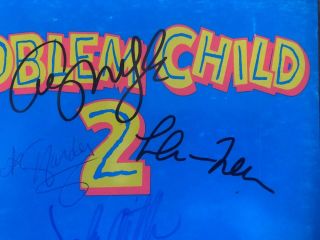 Problem Child 2,  Cast Of 4 Hand Signed Movie Promo Card.  RARE Hard To Find. 5