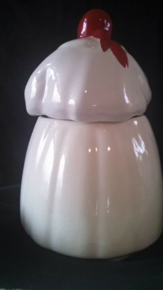 Vintage McCoy Mammy Cookie Jar White Dress Red Scarf and Ribbon 5
