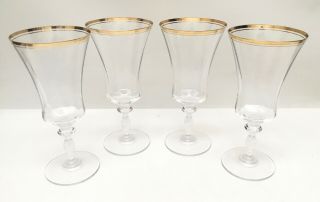 4 Mikasa Jamestown Gold Trim Iced Tea Glasses 8 1/8” Set Of Four
