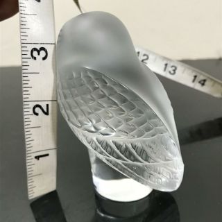 Signed LALIQUE France Frosted Art Glass Owl Bird Statue Figurine 4