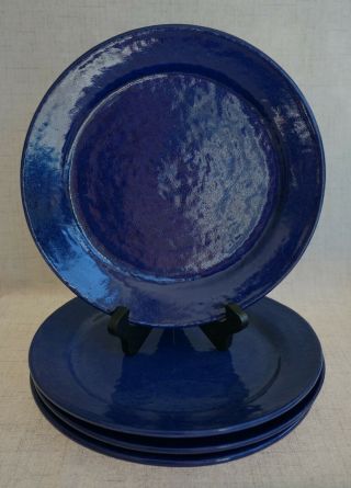 Deep Cobalt Blue Studio Pottery Dinner Plates - 9 3/4 " - Set Of 4 - J.  Mosietz