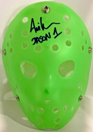 Ari Lehman Signed Jason Mask Green/blue - Jsa Autographed 1st Jason Voorhees Hol