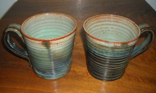 Two Vintage Merritt Island Florida Art Pottery Handled Mugs Cups