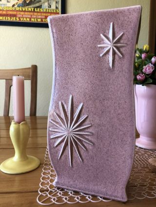 Rare Vintage Red Wing Pink Atomic Starburst Art Pottery Vase 1950’s Usa M - 1570