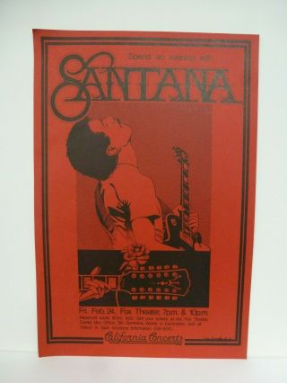 Rare Concert Poster Santana 1978