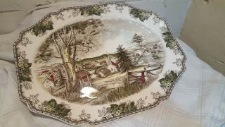 Antique Johnson Brothers Friendly Village 20 " Serving Platter Turkey Or Cookies